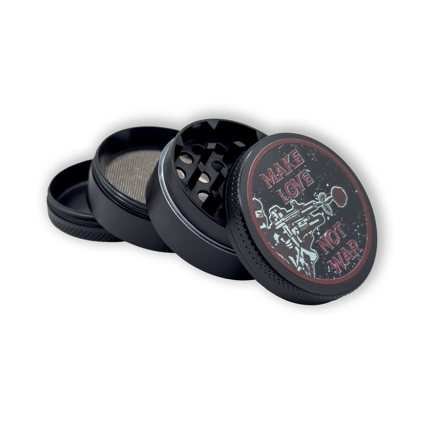 Grinder Make Love Not War geöffnet mit allen Teilen