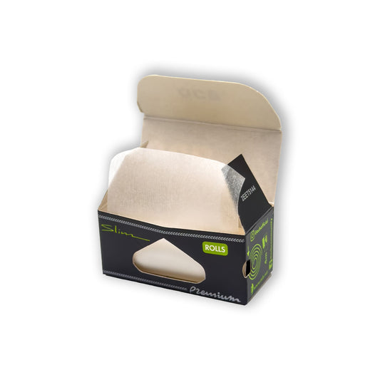 OCB Slim Rolls – geöffnete Verpackung mit sichtbarem, transparentem Drehpapier