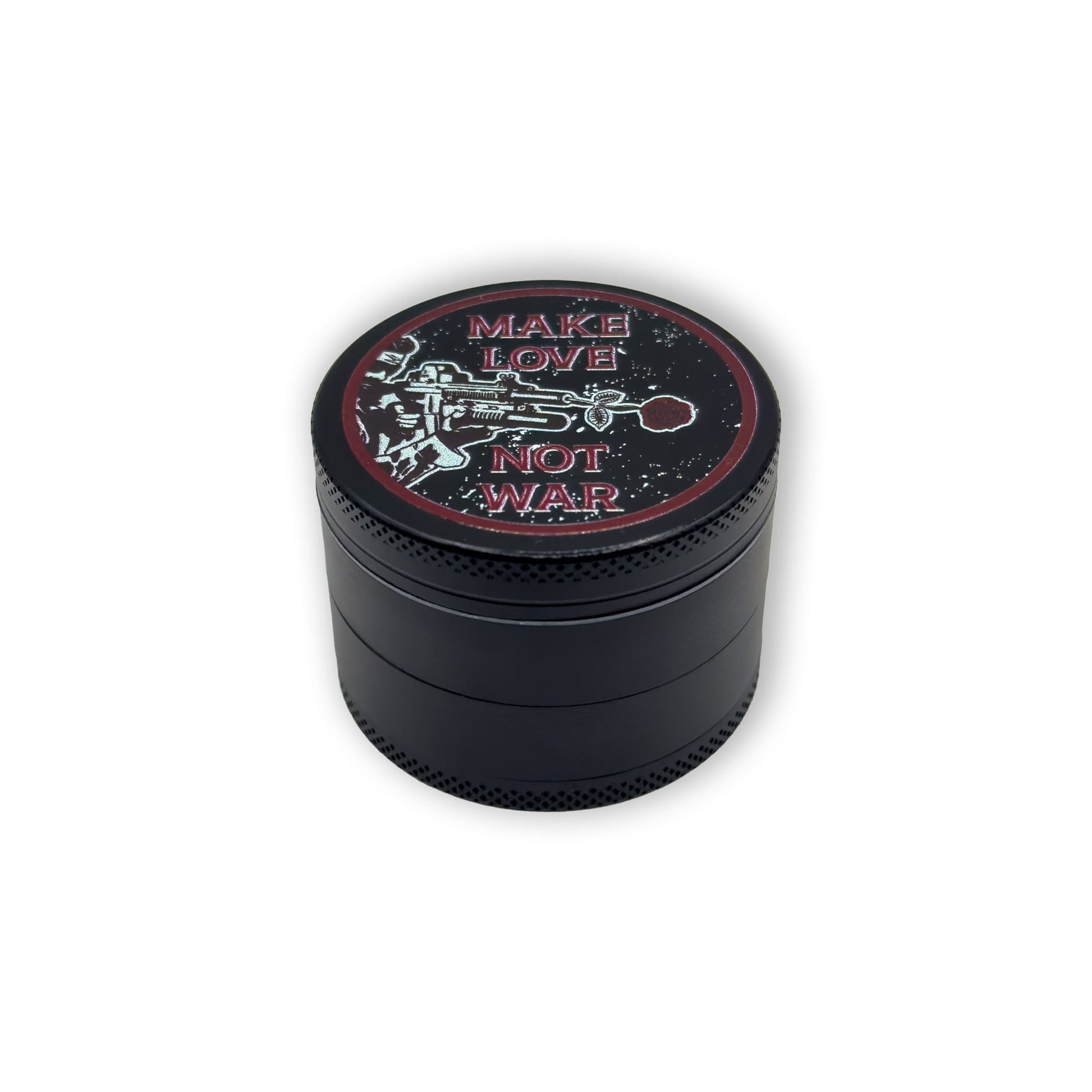 Geschlossener Grinder Make Love Not War von oben