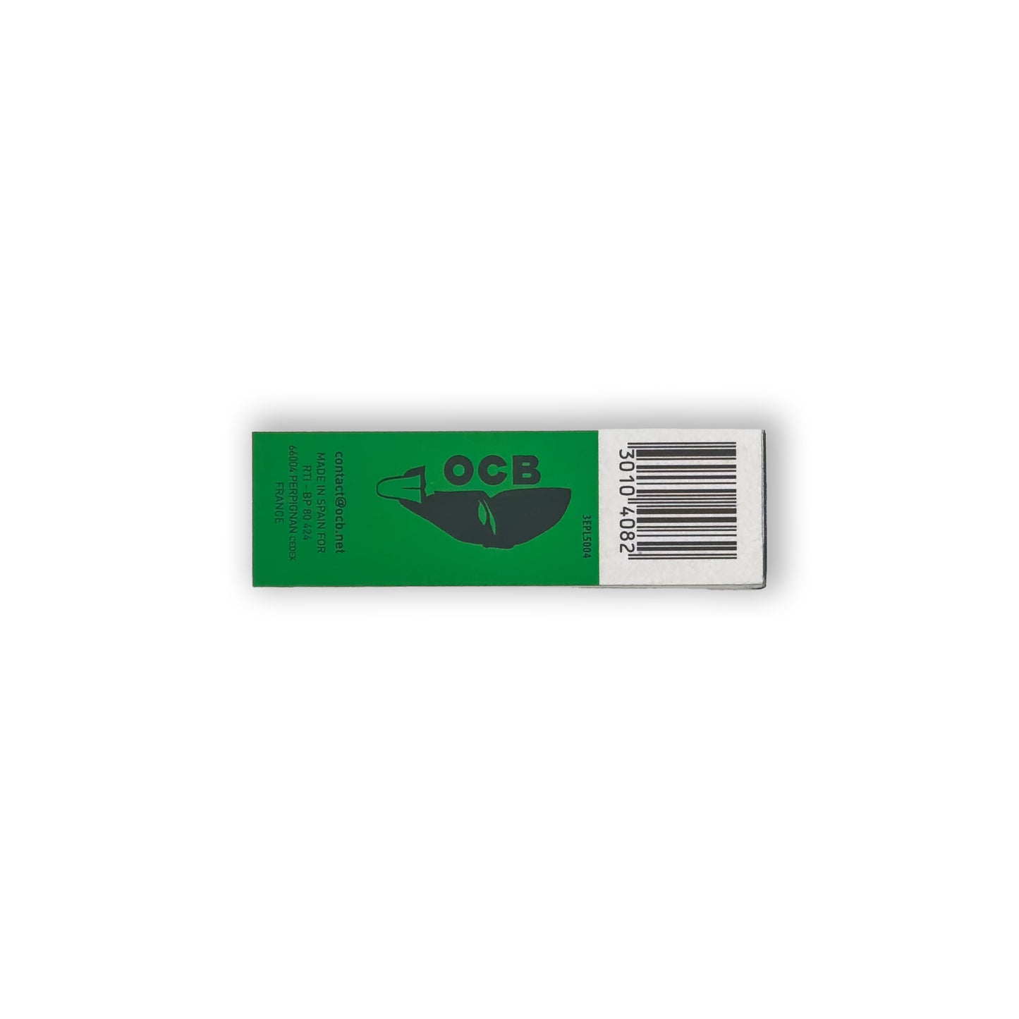 OCB Filter Tips Rückseite – Herstellerinformationen und Barcode auf grüner Fläche