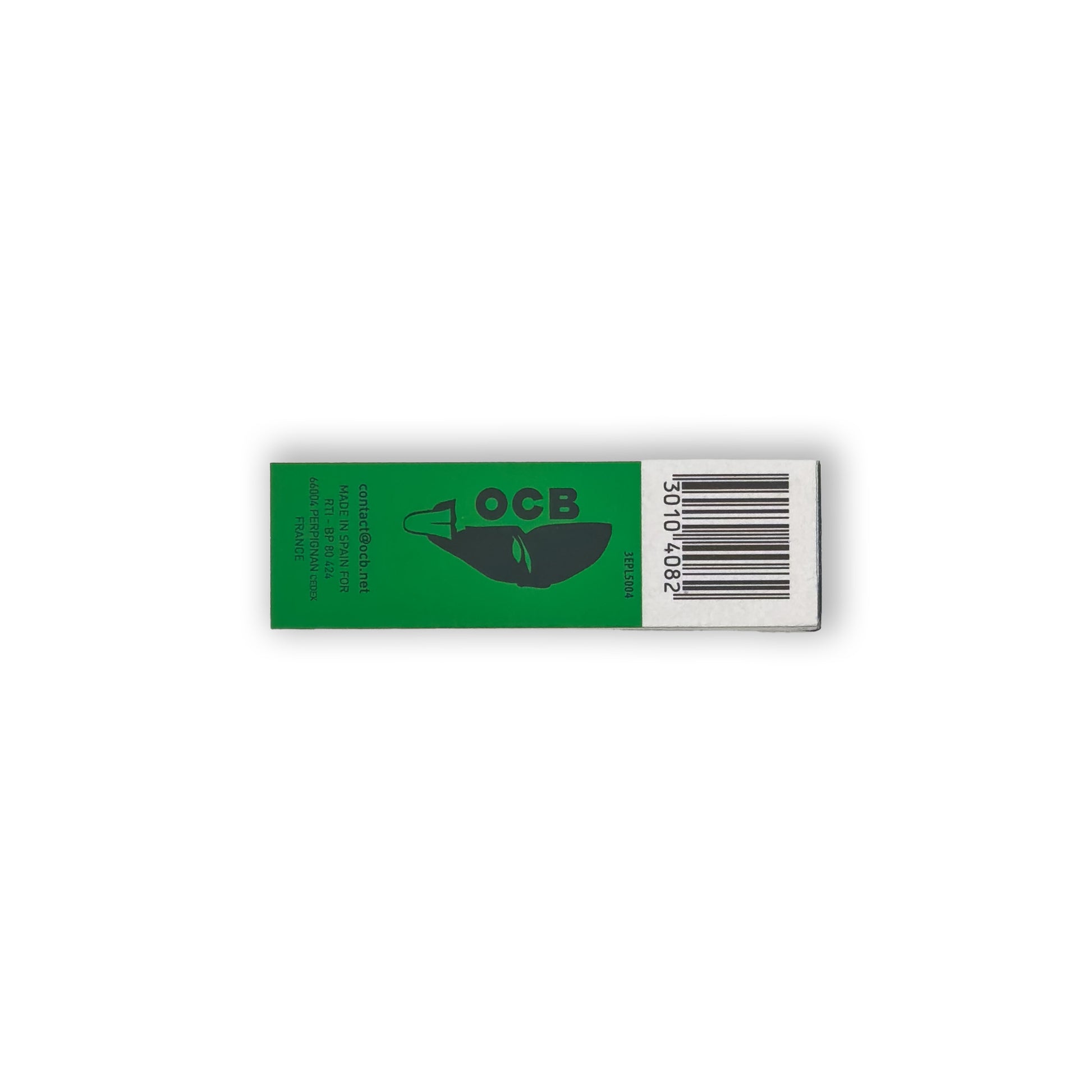 OCB Filter Tips Rückseite – Herstellerinformationen und Barcode auf grüner Fläche