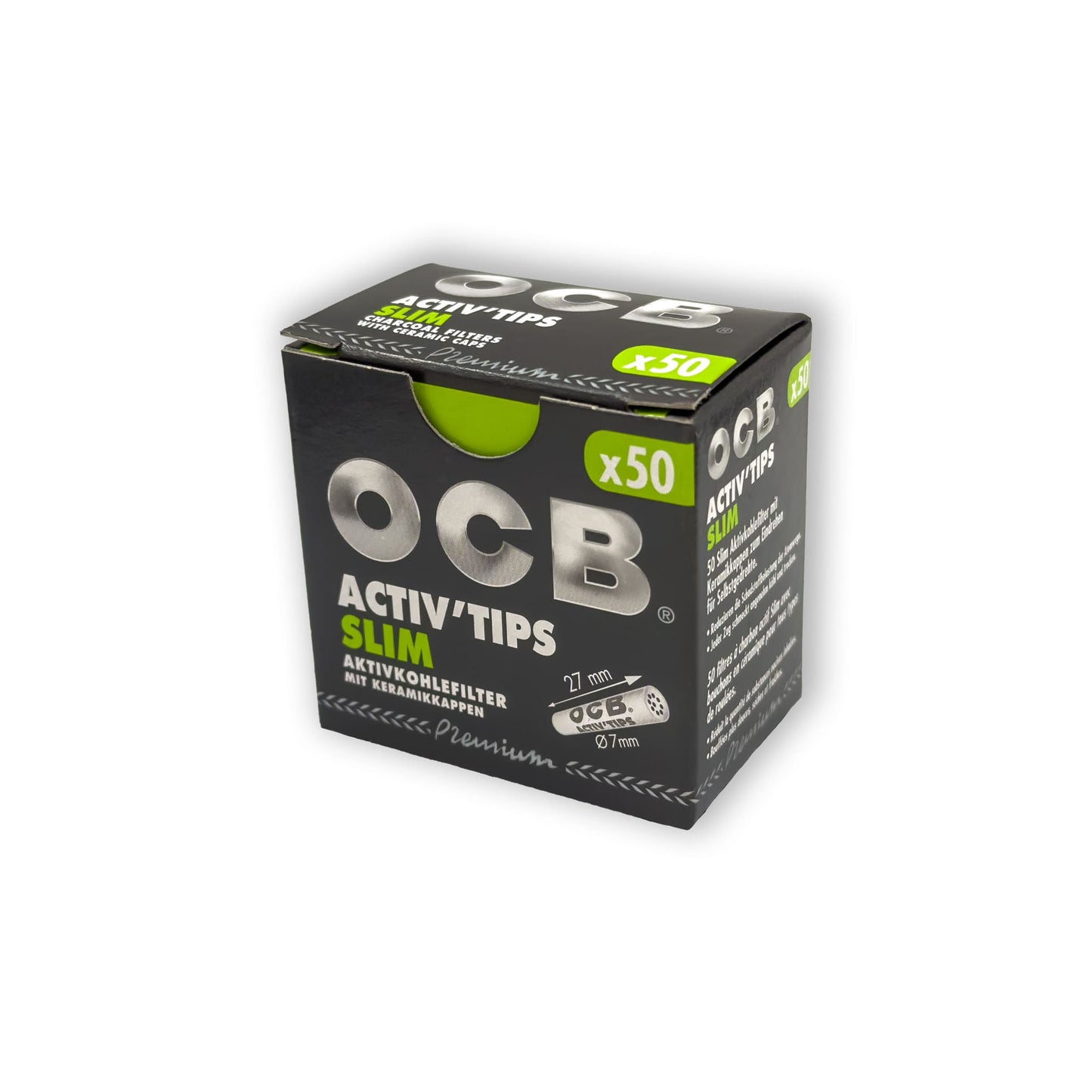OCB Aktivkohlefilter 7mm x 27mm in wiederverschließbarer Packung
