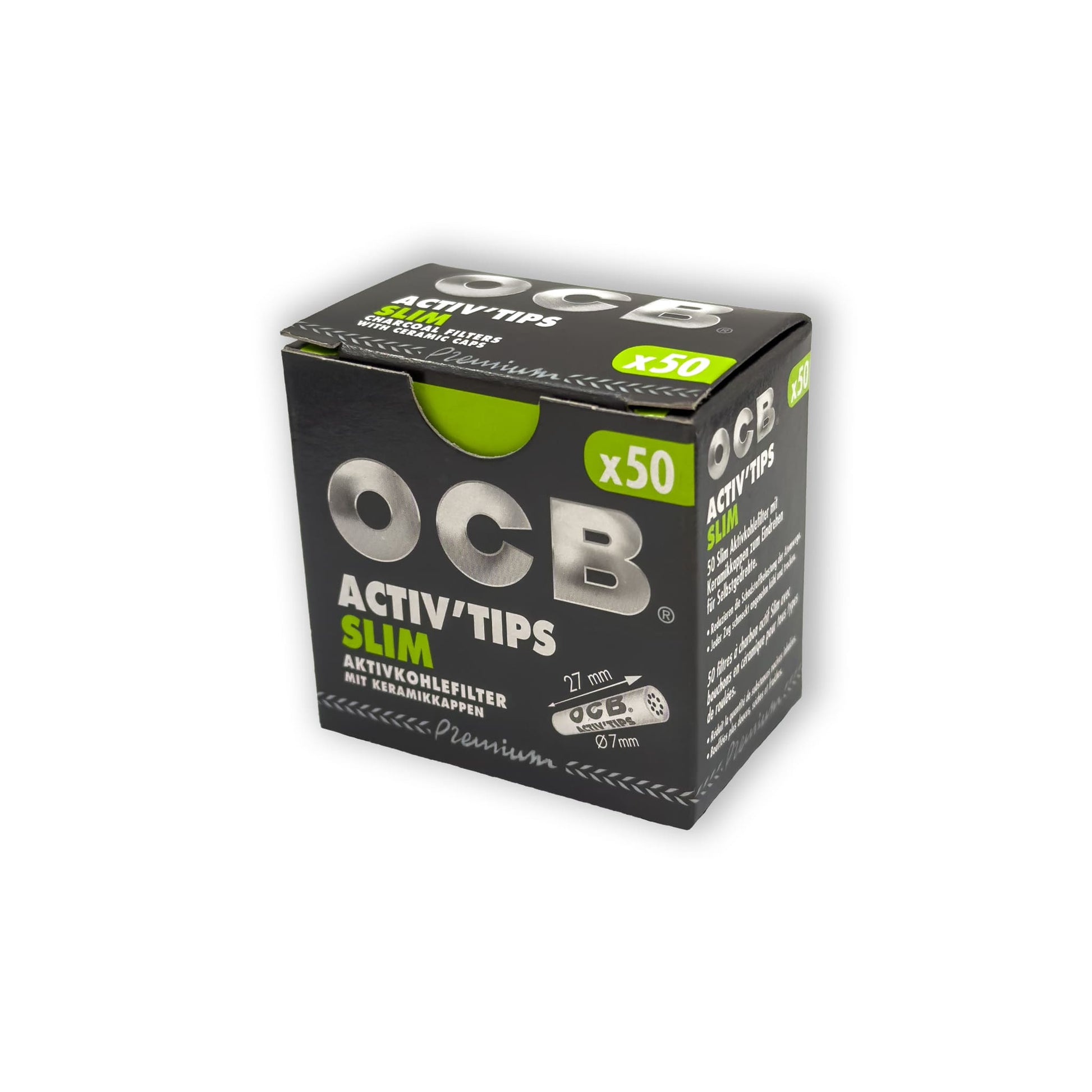 OCB Aktivkohlefilter 7mm x 27mm in wiederverschließbarer Packung